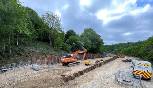 A photo of construction vehicles on a construction site at Pudsey Smalewell site.
