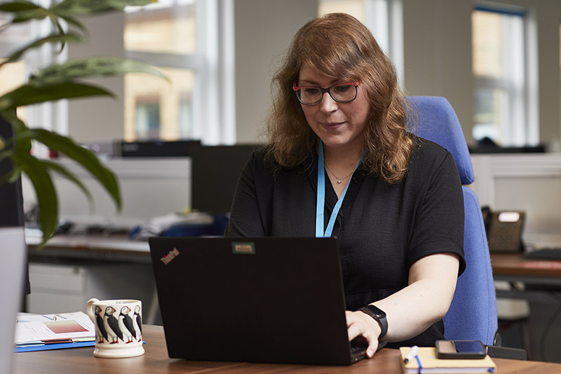 Colleague working at a computer