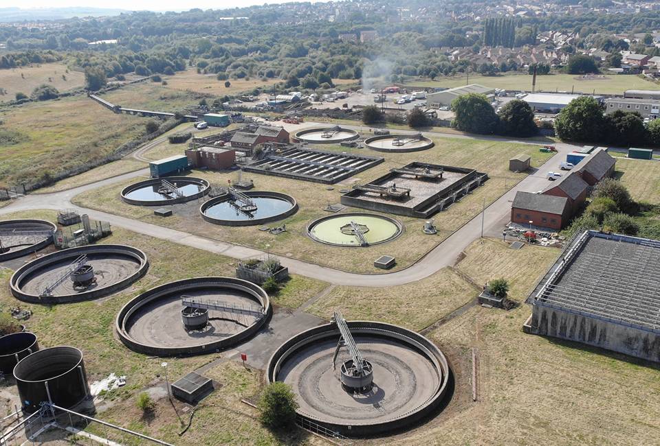 Aerial view of Wombwell wastewater treatment works