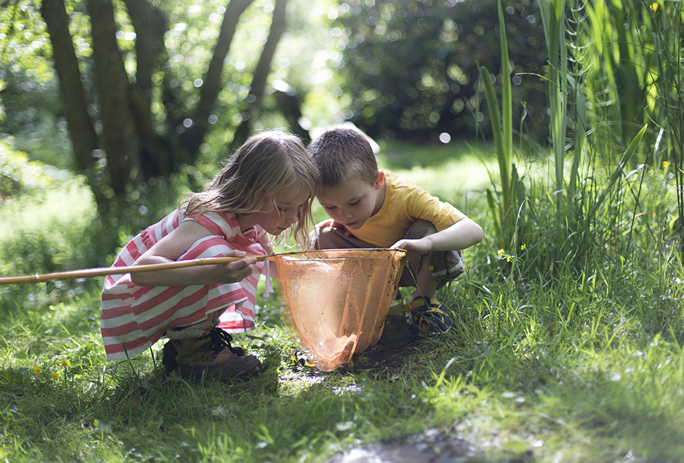 Kids with fishing net