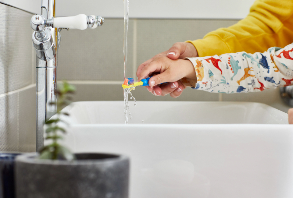 A customer with a toothbrush 