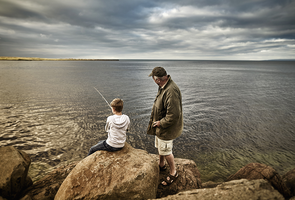 Father and son fishing 