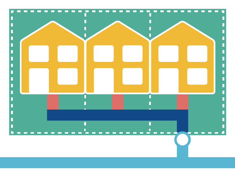 Diagram showing pipe responsibility for terraced homes