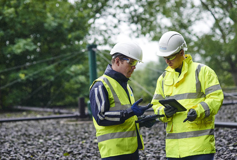 Yorkshire Water colleagues working on a tablet