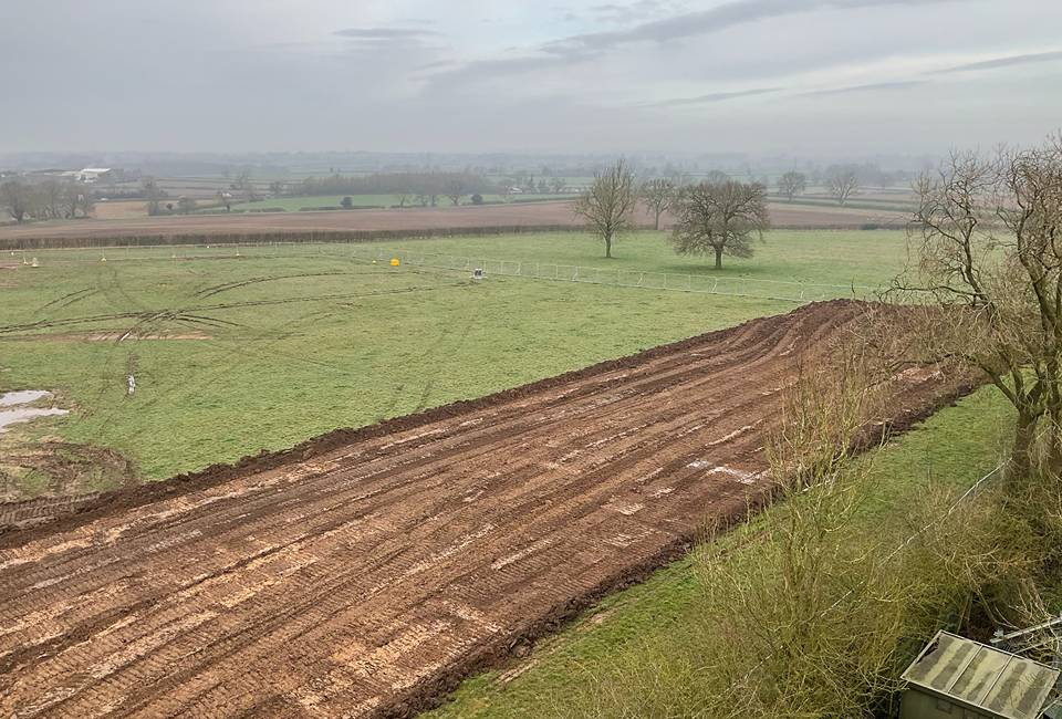 An aerial image of the construction work taking place to build the new reservoir at Harton