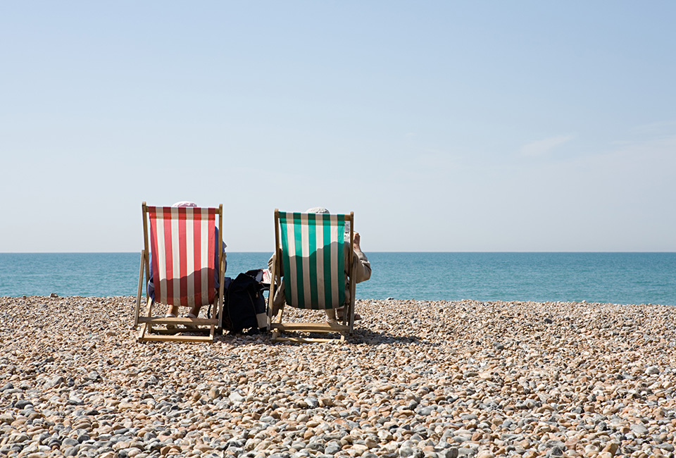 Deck chairs on a beach