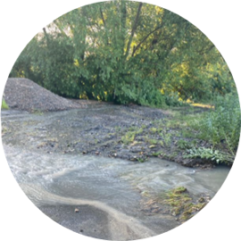 Cloudy or milk appearance in a river or stream