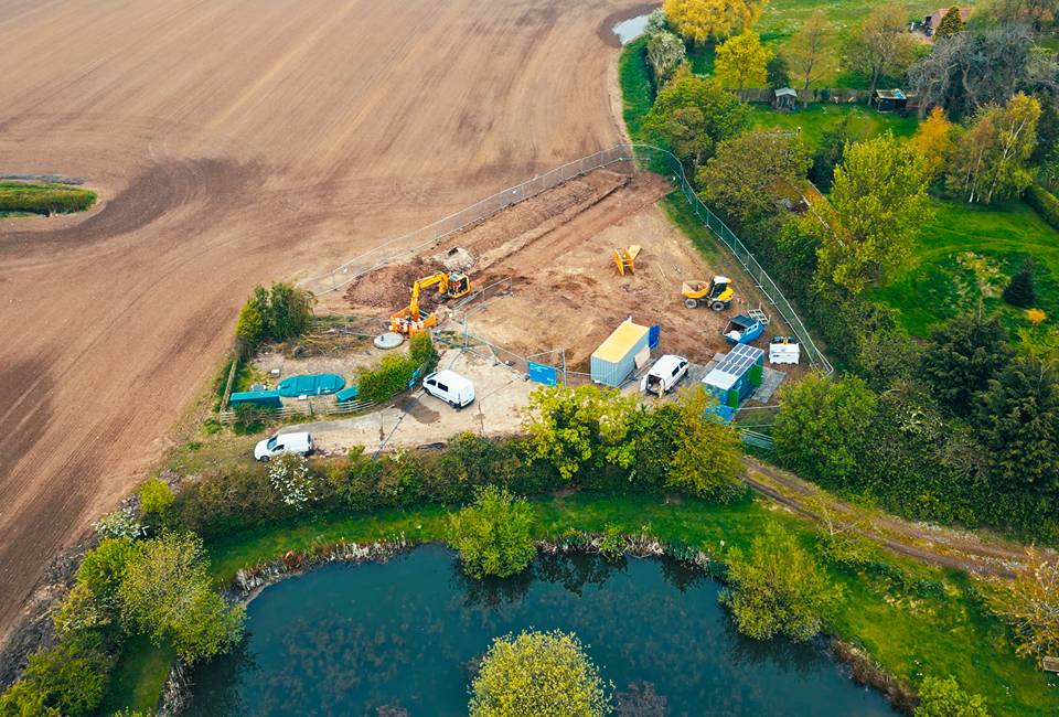 An aerial image of Yorkshire Water's Old Ellerby wastewater treatment works 