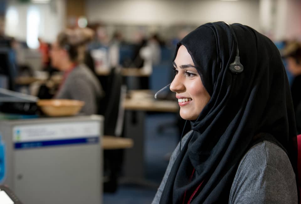 Yorkshire Water customer service representative in an office