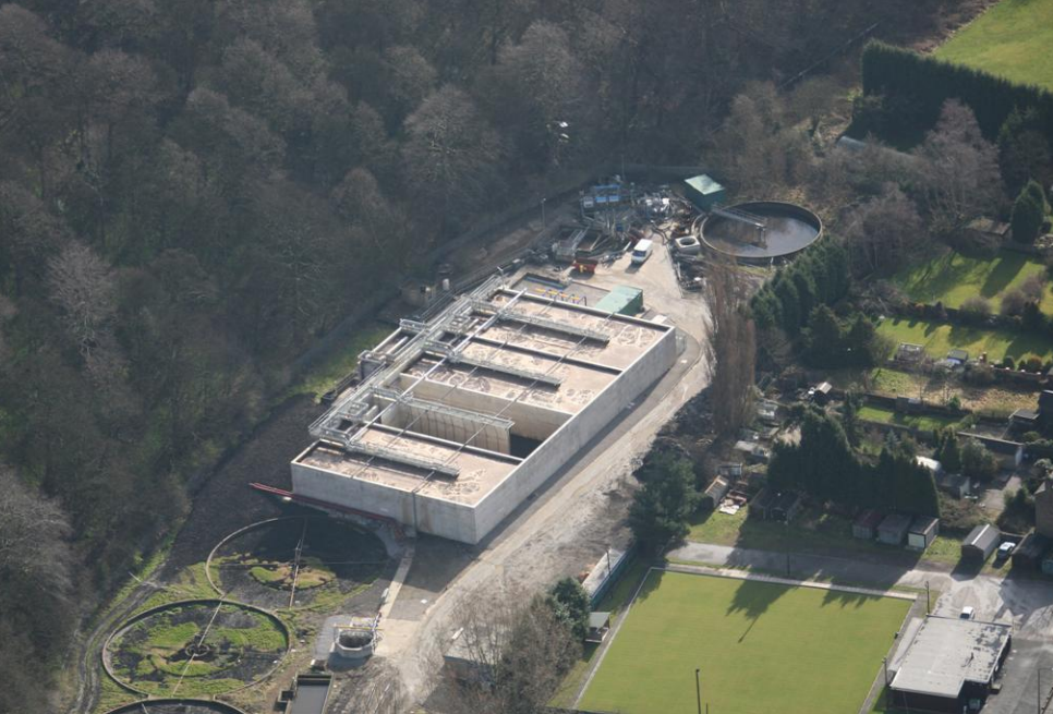 Aerial image of Neiley wastewater treatment works
