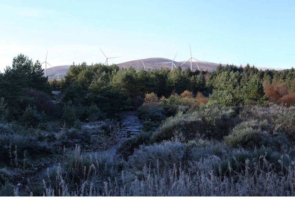 An artist impression showing wind turbines in the Scottish highlands