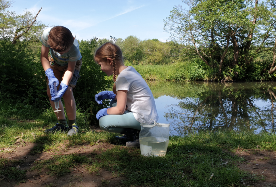 Kids by river