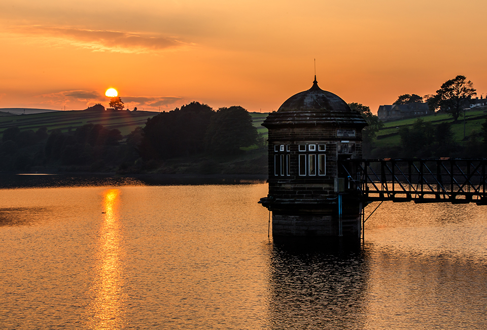 Lower Laithe Reservoir at sunset