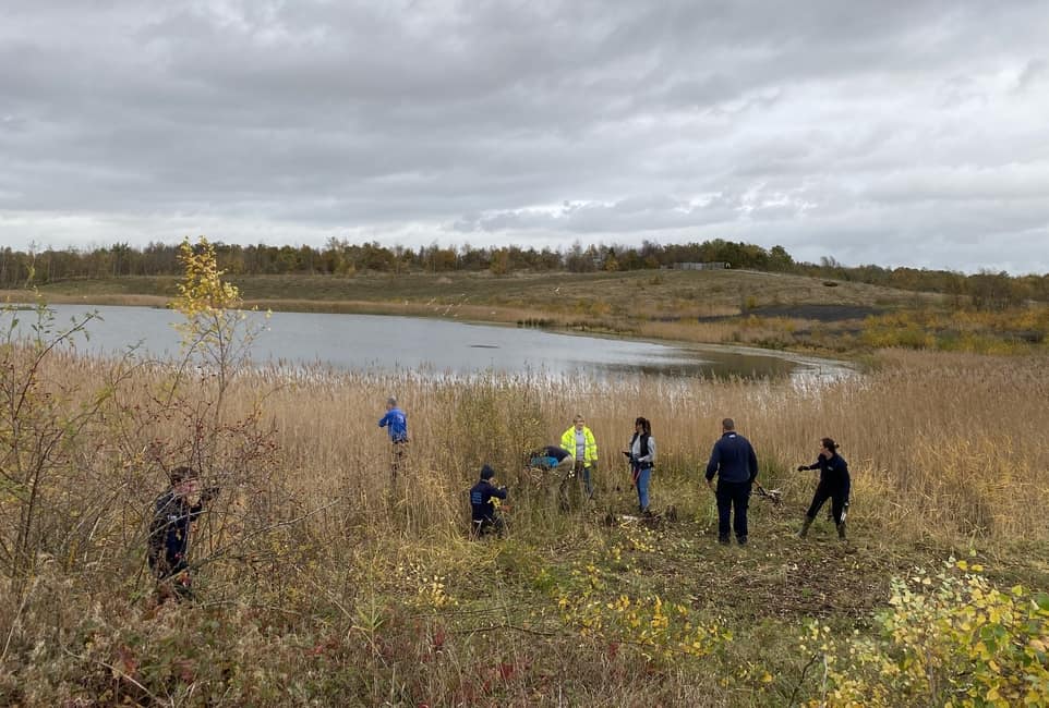 Yorkshire Water colleagues working at RSPB Fairburn Ings