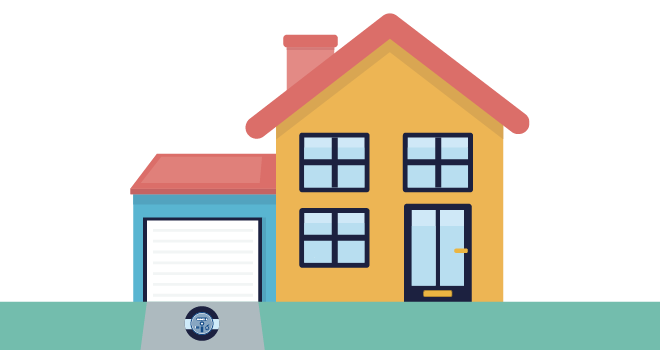 Illustration of a water meter on a driveway