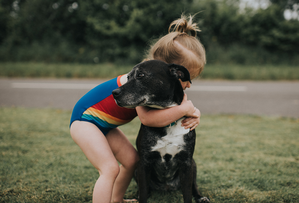 Little girl and dog