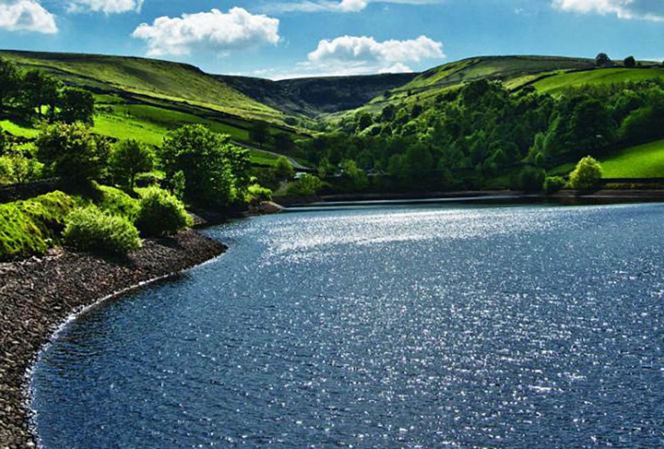Yorkshire Water reservoir in the sunshine