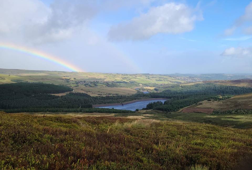 Holme Moss overlooking Yateholme, Ramsden and Brownhill reservoirs. Credit - Mark Martin