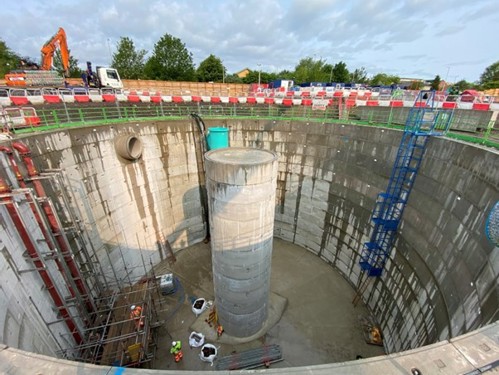 A photo showing the construction of increased stormwater storage at Dick Lane.