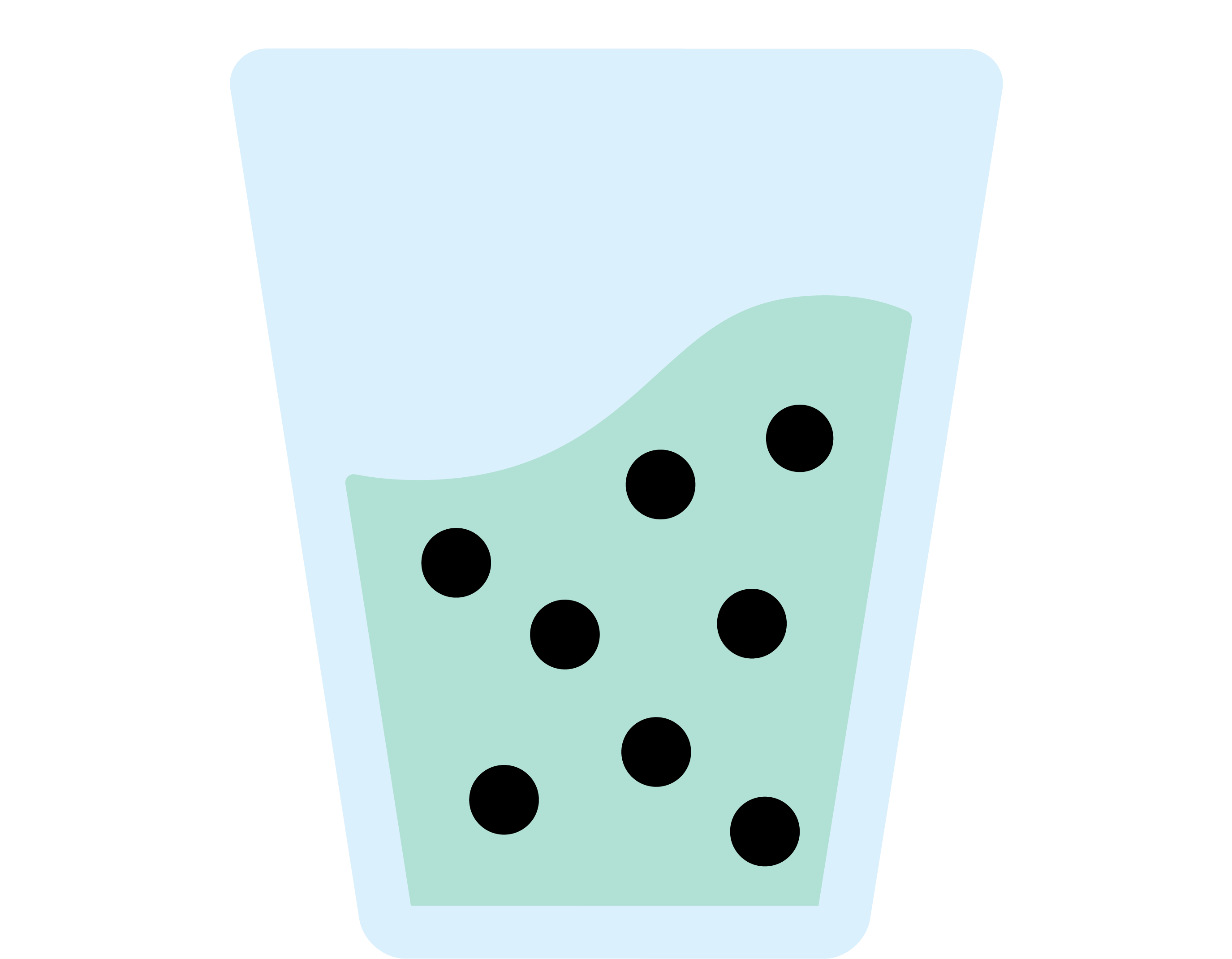 An illustration of water with black mould or slime in it