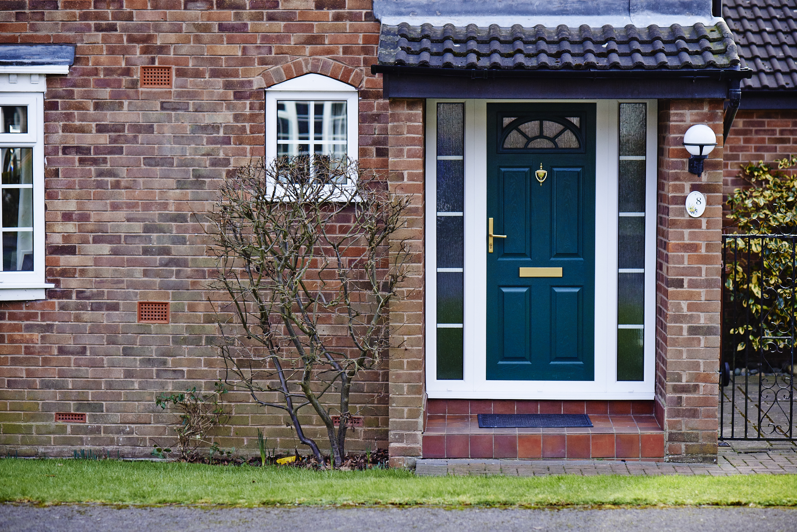 Picture of a blue front door in the UK 
