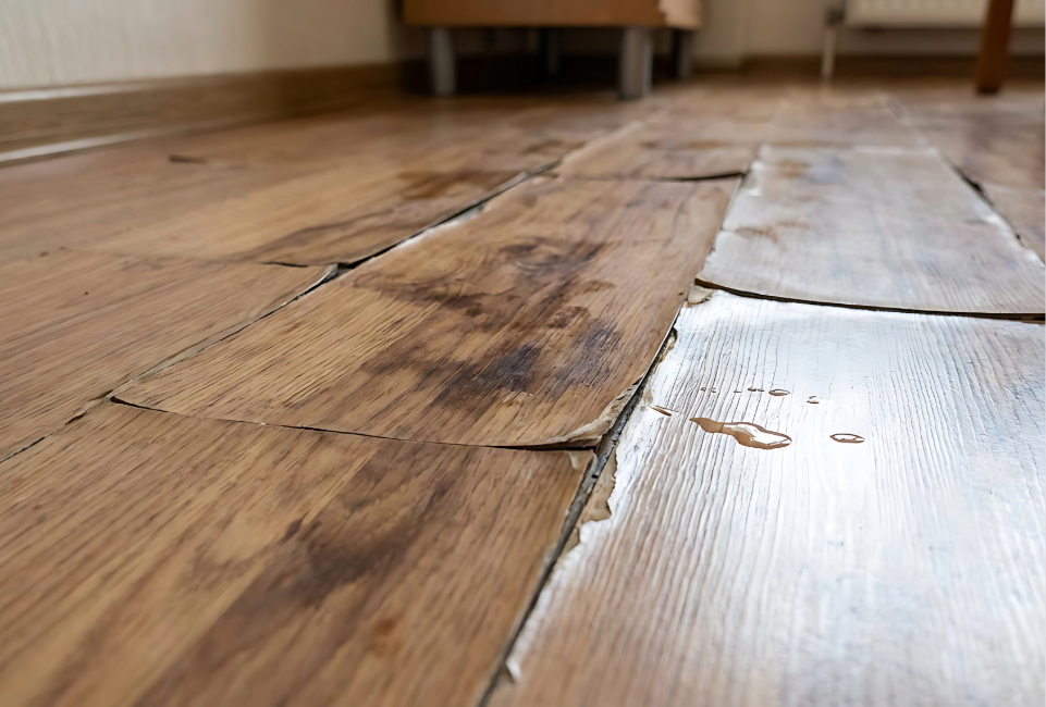 A floor warped by a leak 