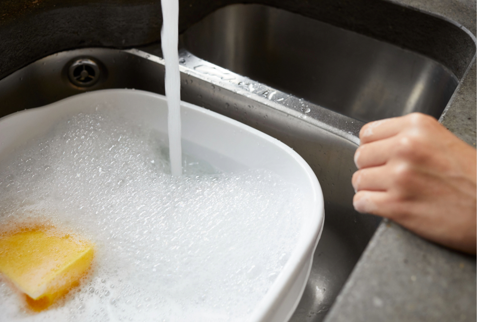 A customer preparing to wipe their surfaces 