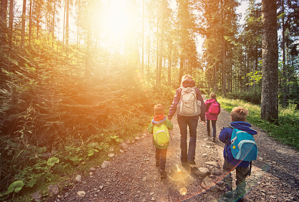 Family out walking enjoying Yorkshire's countryside