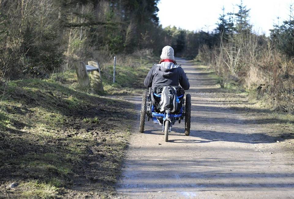 Mountain Trike user at a Yorkshire Water reservoir