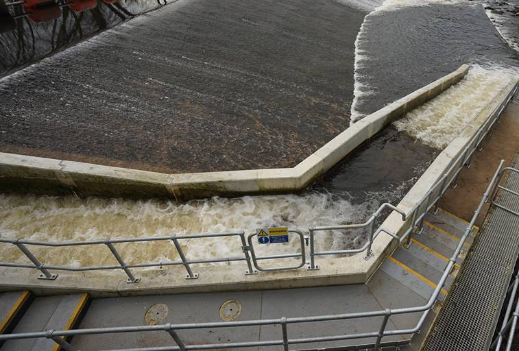 A fish pass at Jordans weir in Sheffield