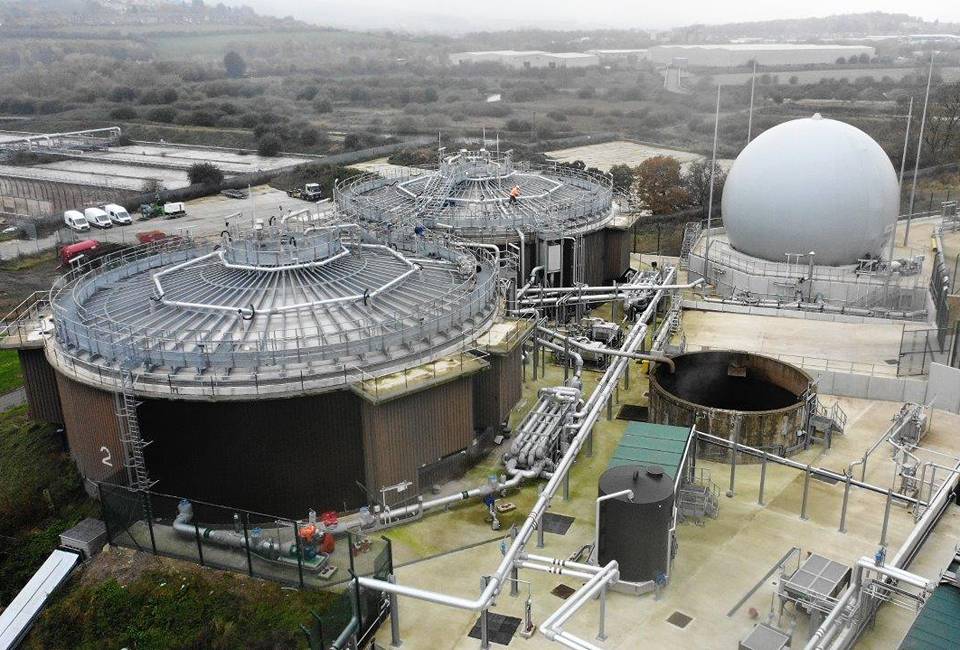 An aerial image of Dewsbury wastewater treatment works