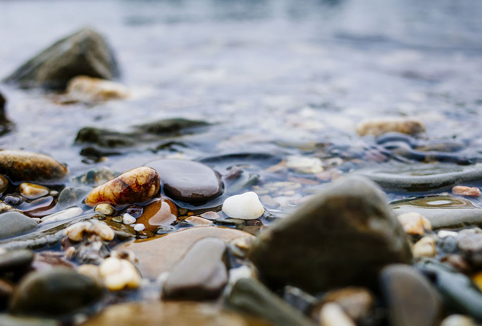 Pebbles in water