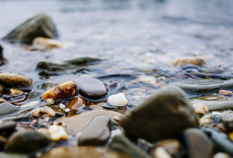 pebbles in water