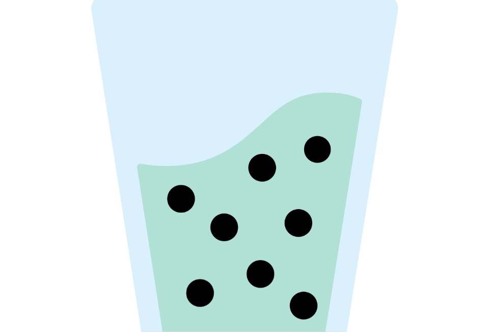 An illustration depicting water with black mould or slime in it 