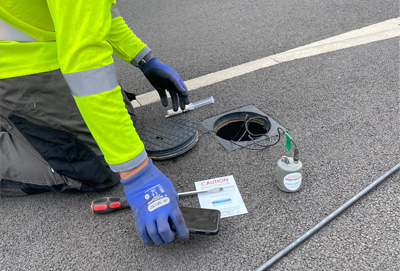 Yorkshire water employee fitting leak detector